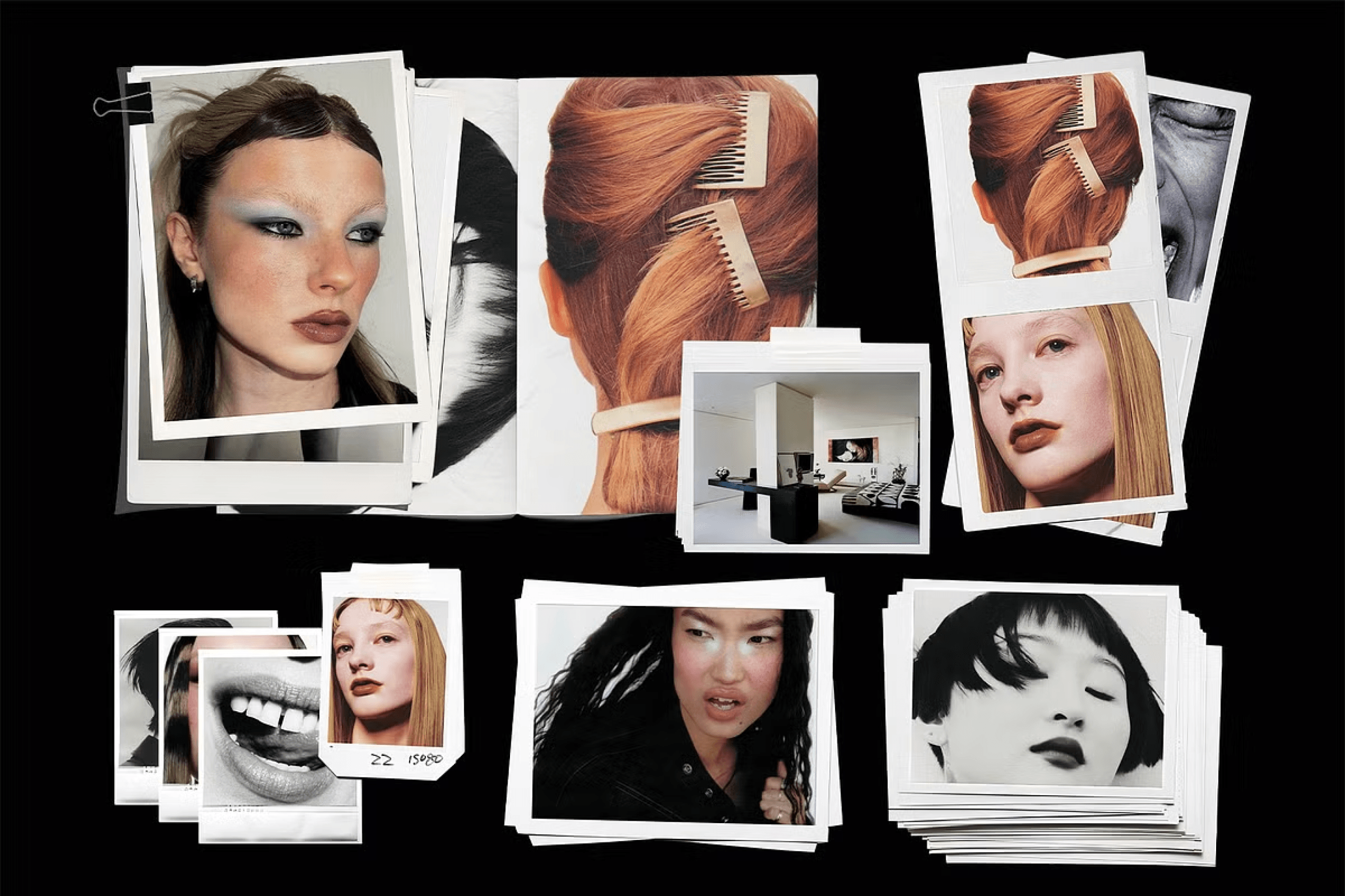 Scattered casting photos and polaroids