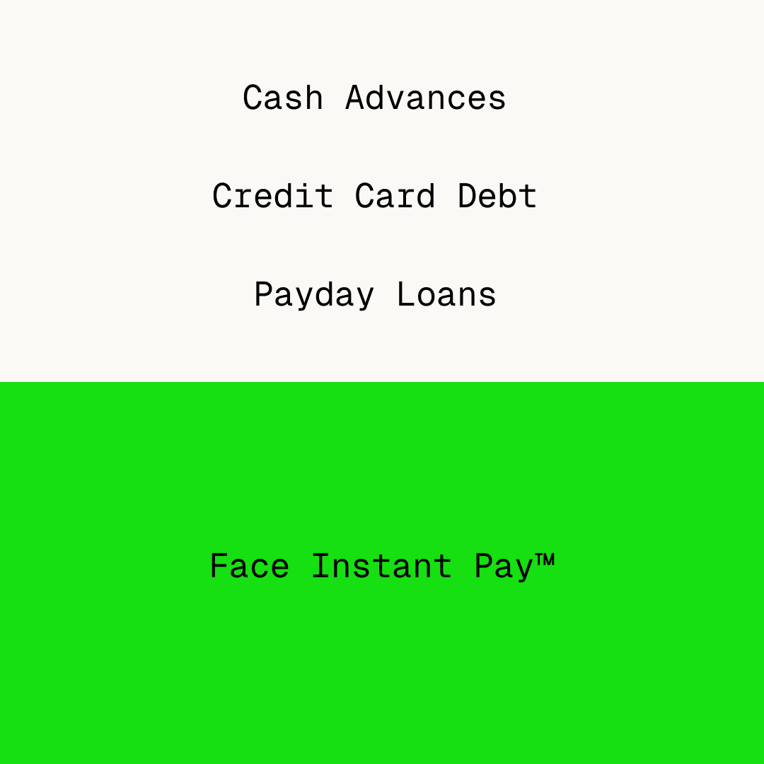Face Instant Pay vs. Payday Loans vs. Credit Cards